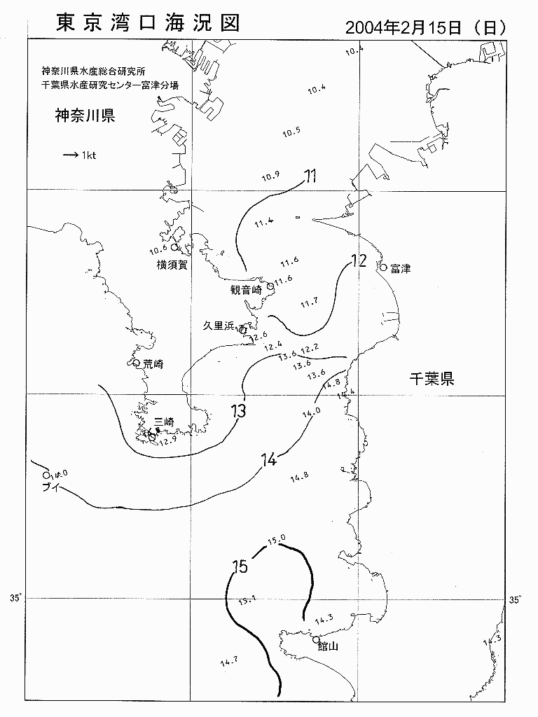 海況図, 東京湾口海況図 検索結果, (水温分布 等を図示)
