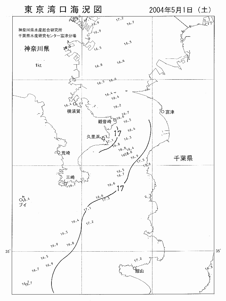 海況図, 東京湾口海況図 検索結果, (水温分布 等を図示)