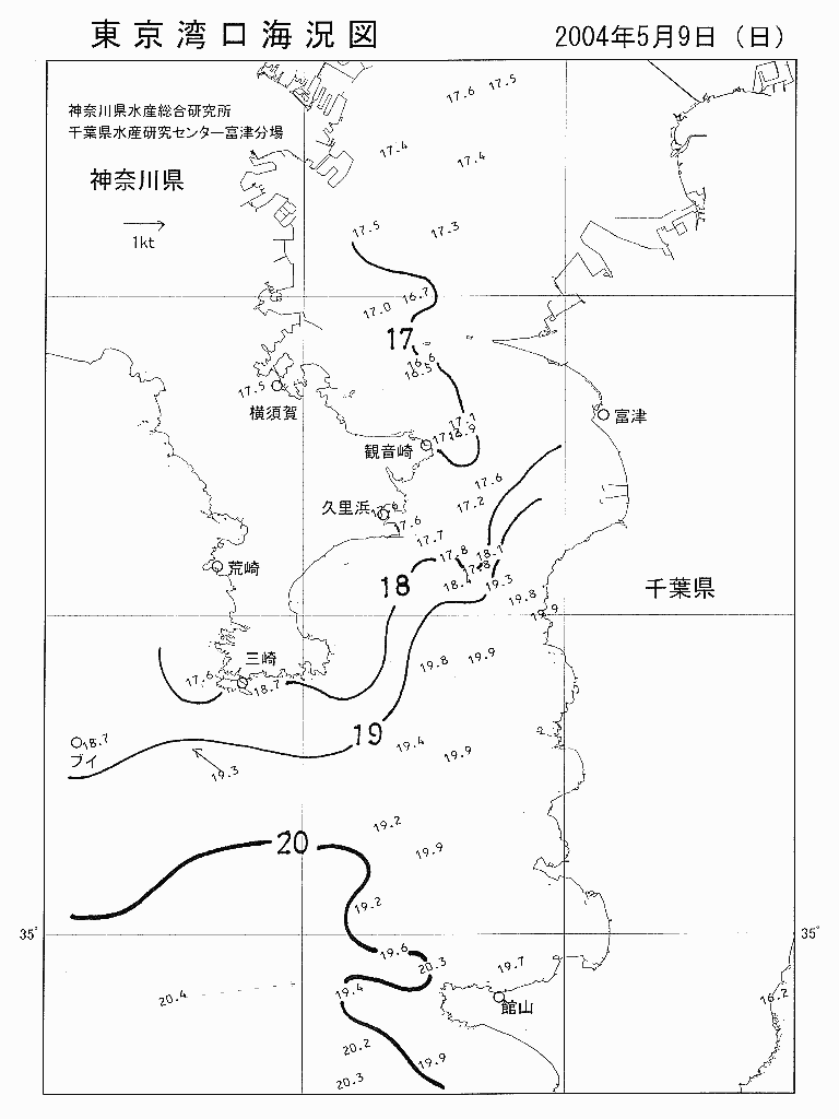 海況図, 東京湾口海況図 検索結果, (水温分布 等を図示)