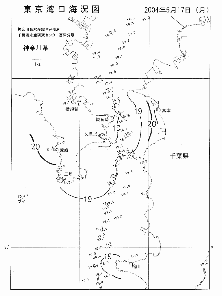 海況図, 東京湾口海況図 検索結果, (水温分布 等を図示)