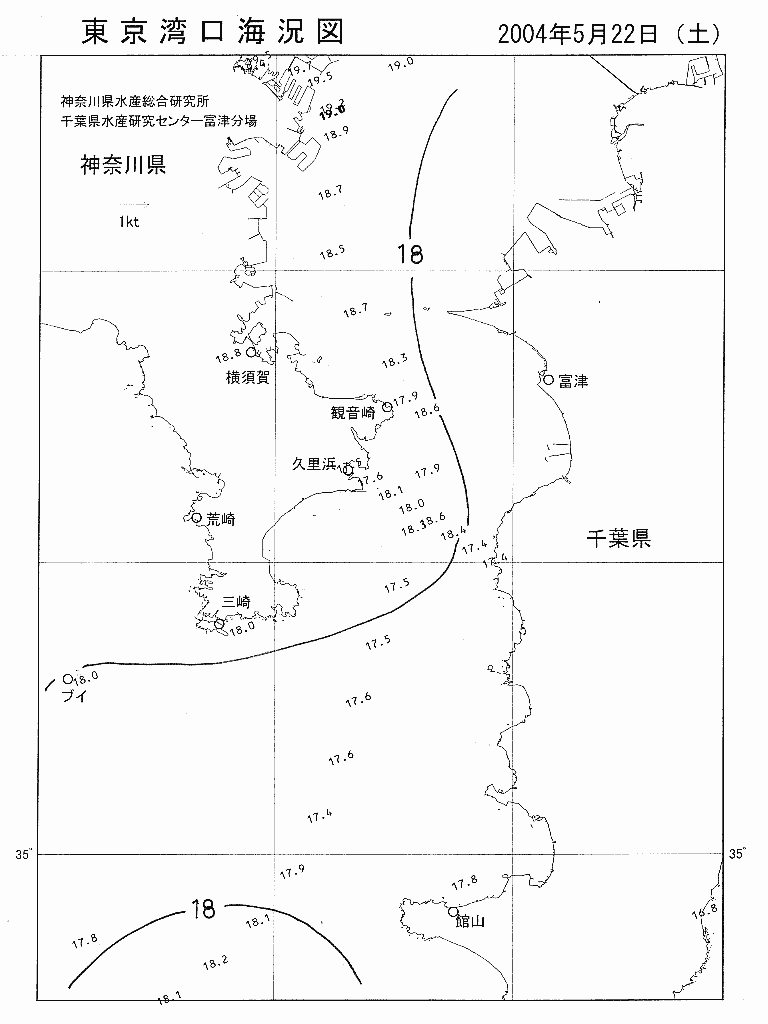海況図, 東京湾口海況図 検索結果, (水温分布 等を図示)