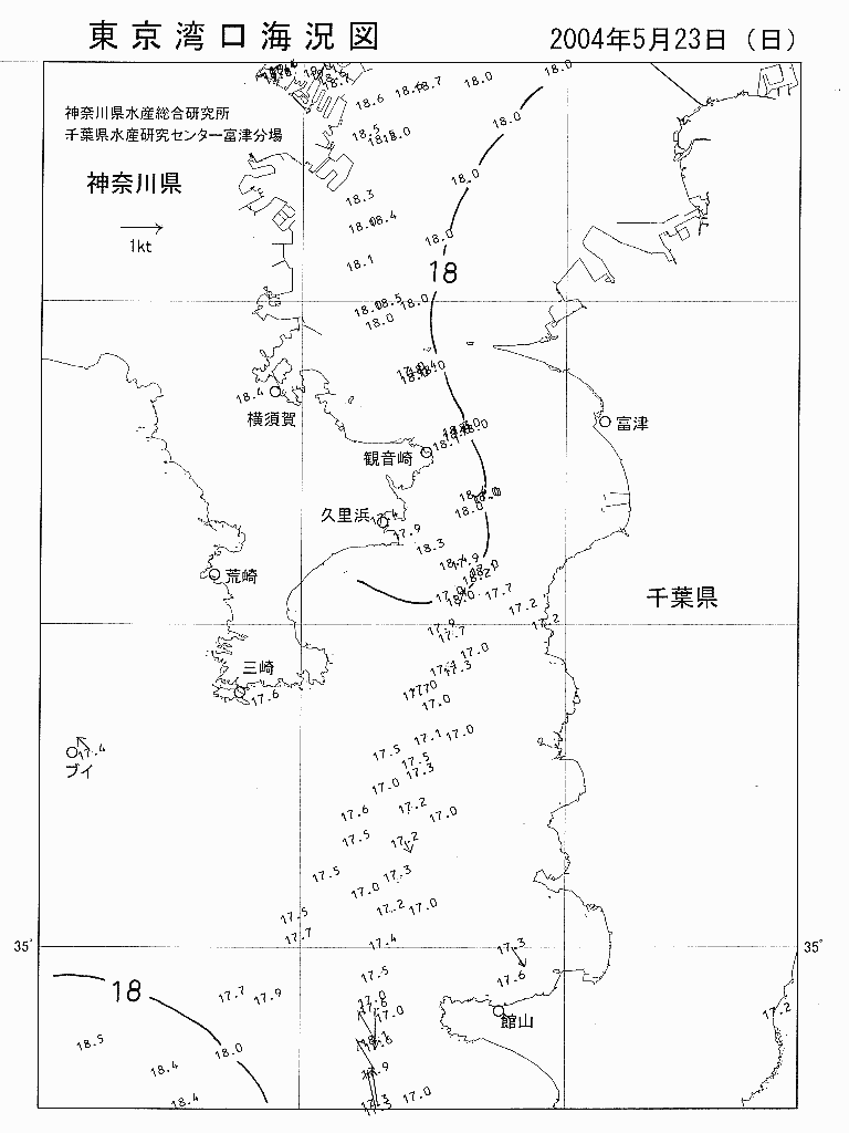 海況図, 東京湾口海況図 検索結果, (水温分布 等を図示)