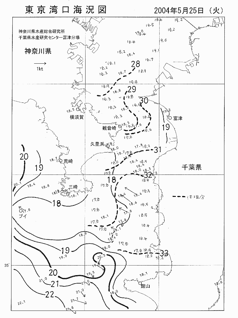 海況図, 東京湾口海況図 検索結果, (水温分布 等を図示)
