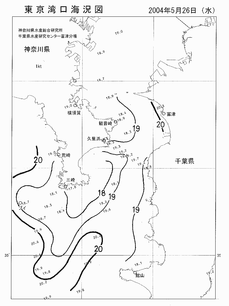 海況図, 東京湾口海況図 検索結果, (水温分布 等を図示)