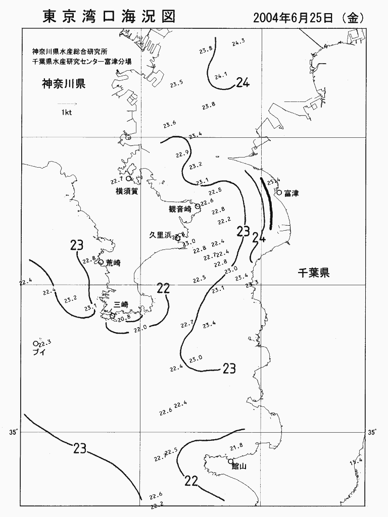 海況図, 東京湾口海況図 検索結果, (水温分布 等を図示)