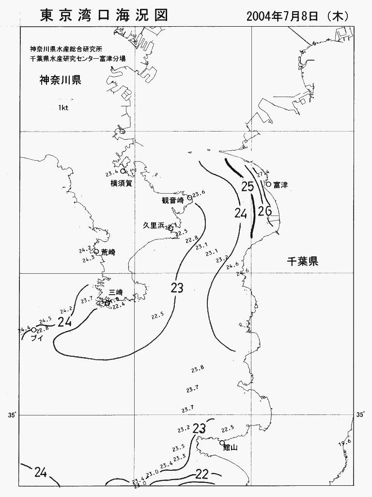 海況図, 東京湾口海況図 検索結果, (水温分布 等を図示)