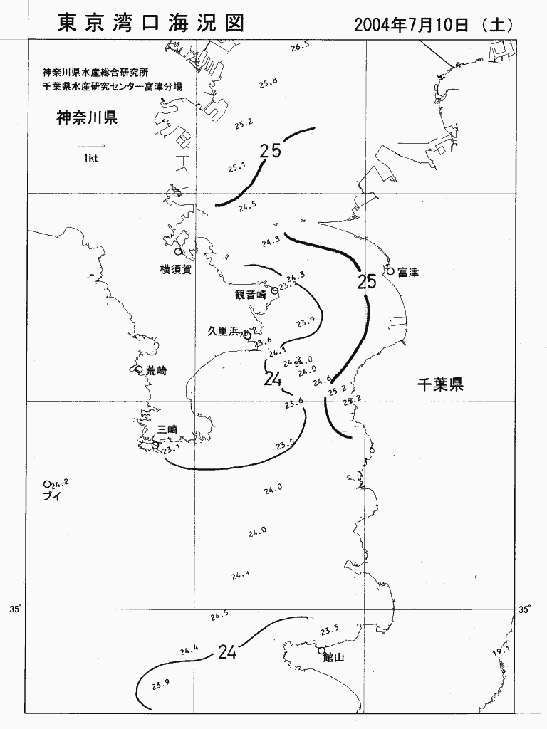 海況図, 東京湾口海況図 検索結果, (水温分布 等を図示)