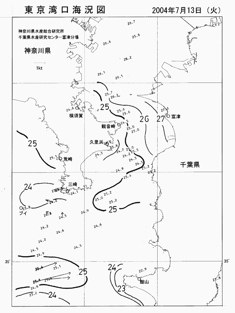 海況図, 東京湾口海況図 検索結果, (水温分布 等を図示)