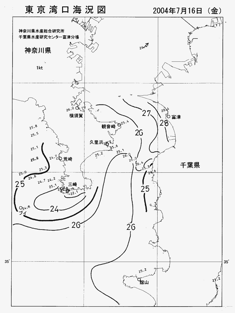 海況図, 東京湾口海況図 検索結果, (水温分布 等を図示)