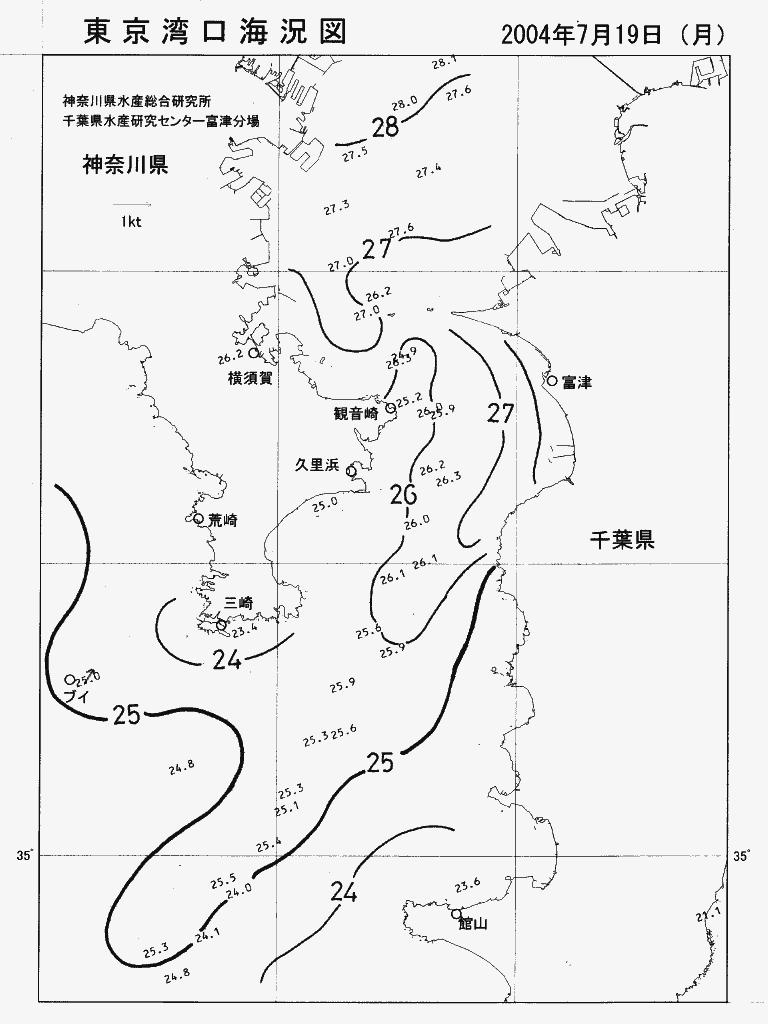 海況図, 東京湾口海況図 検索結果, (水温分布 等を図示)