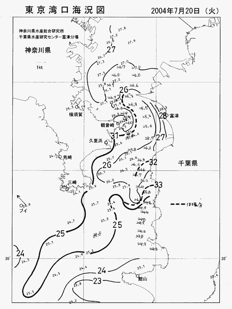海況図, 東京湾口海況図 検索結果, (水温分布 等を図示)