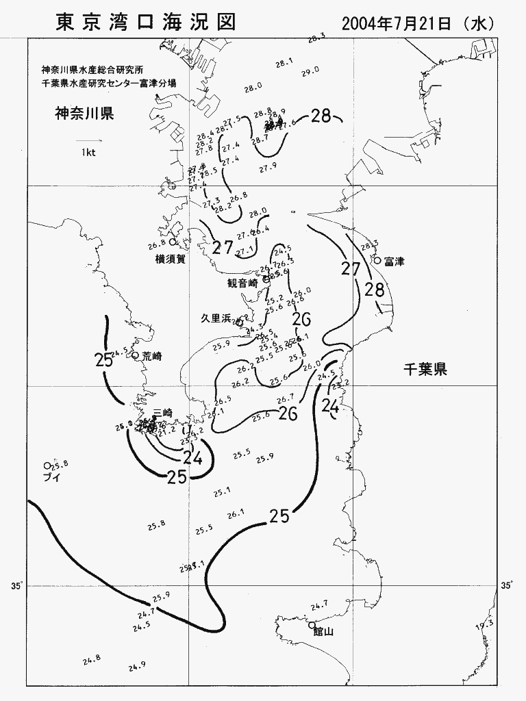 海況図, 東京湾口海況図 検索結果, (水温分布 等を図示)