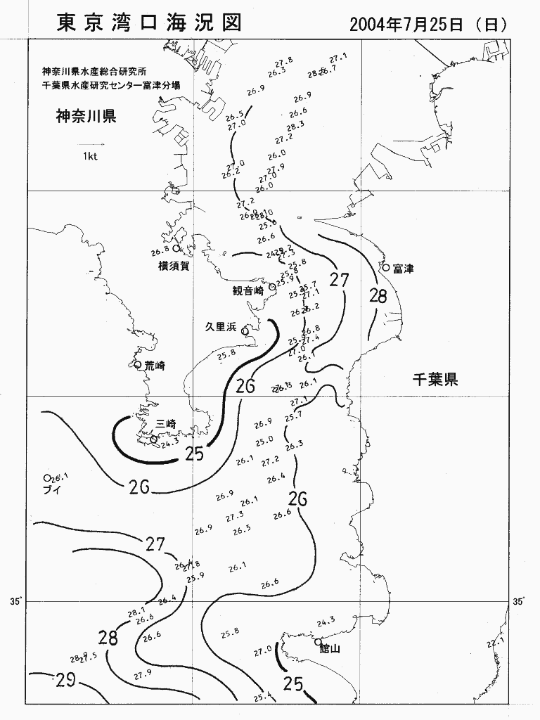 海況図, 東京湾口海況図 検索結果, (水温分布 等を図示)