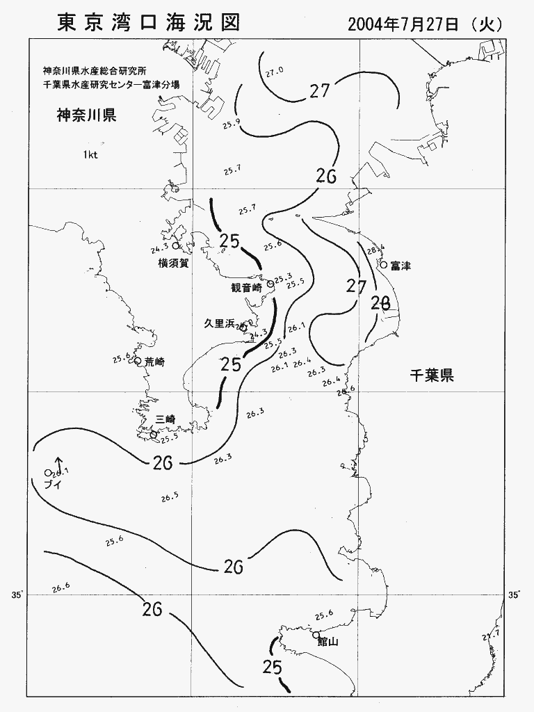 海況図, 東京湾口海況図 検索結果, (水温分布 等を図示)