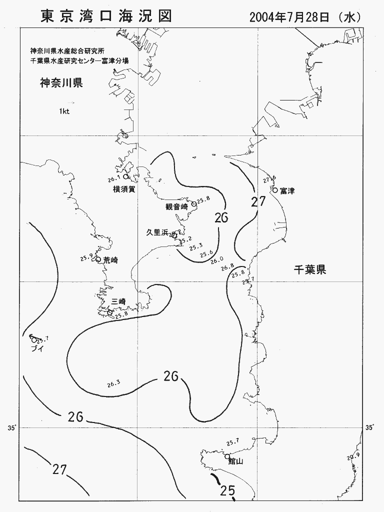海況図, 東京湾口海況図 検索結果, (水温分布 等を図示)