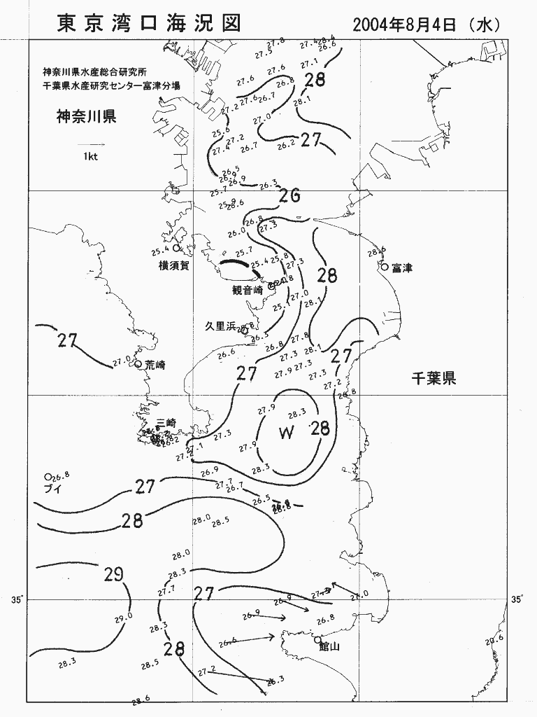 海況図, 東京湾口海況図 検索結果, (水温分布 等を図示)
