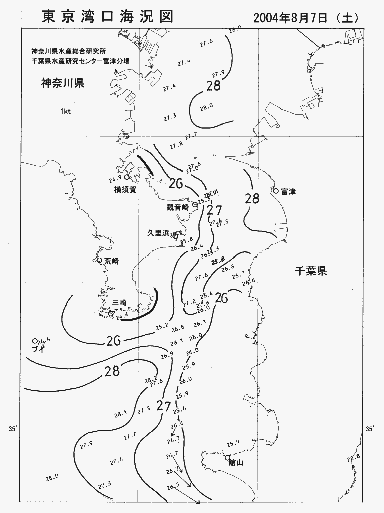 海況図, 東京湾口海況図 検索結果, (水温分布 等を図示)