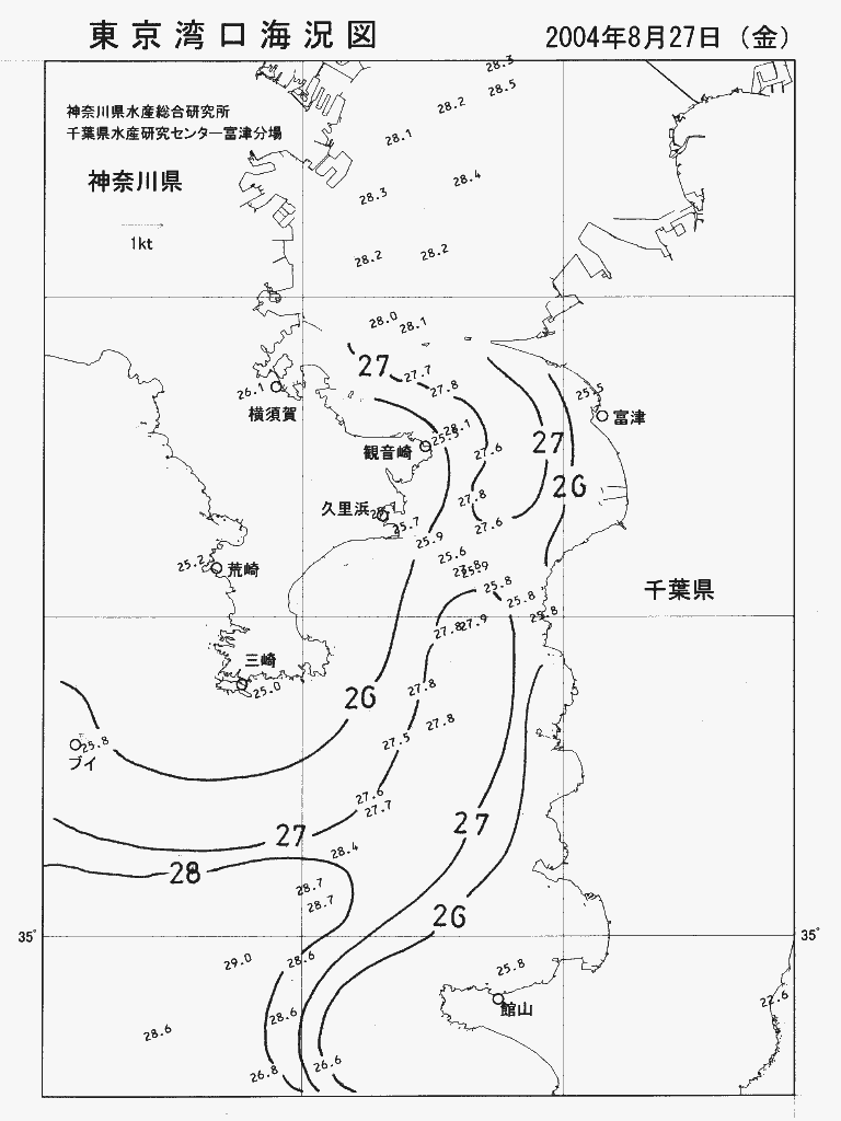 海況図, 東京湾口海況図 検索結果, (水温分布 等を図示)