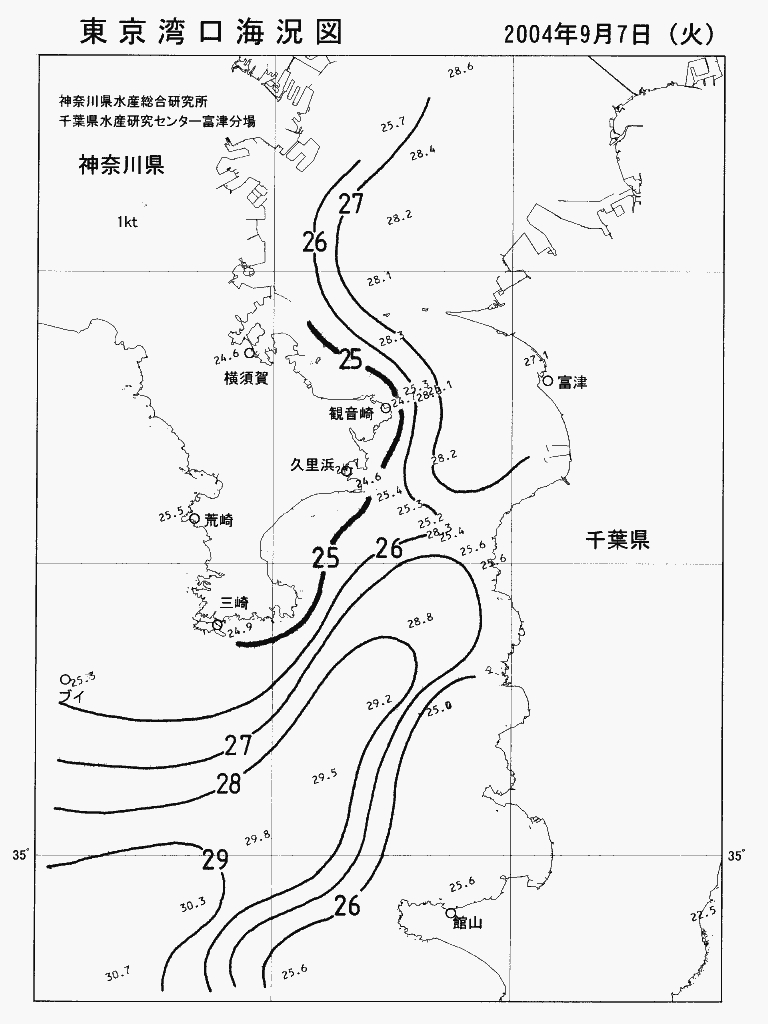 海況図, 東京湾口海況図 検索結果, (水温分布 等を図示)