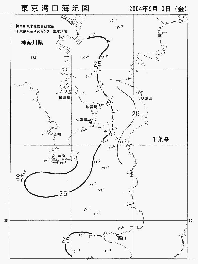 海況図, 東京湾口海況図 検索結果, (水温分布 等を図示)