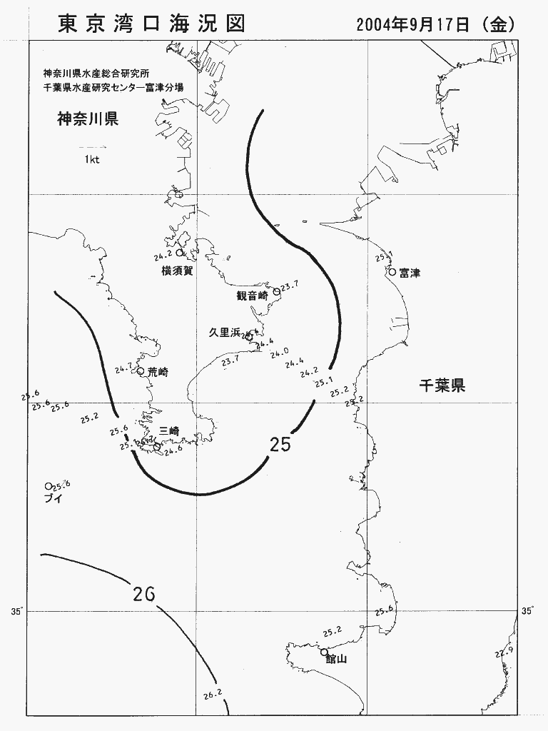 海況図, 東京湾口海況図 検索結果, (水温分布 等を図示)