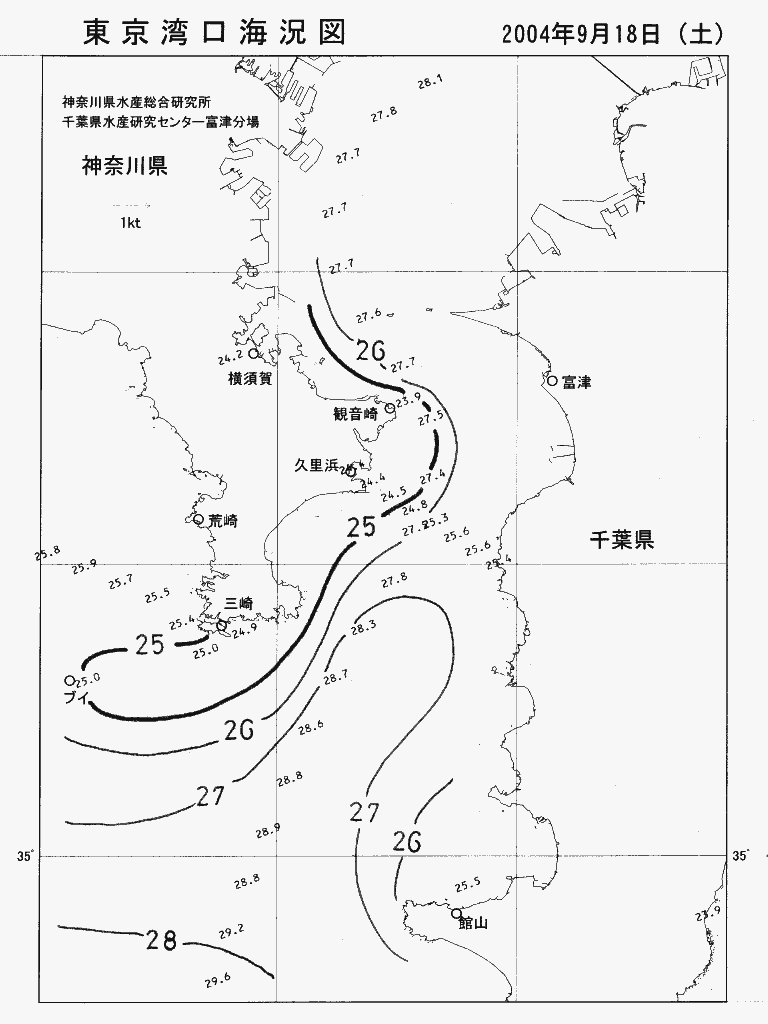 海況図, 東京湾口海況図 検索結果, (水温分布 等を図示)