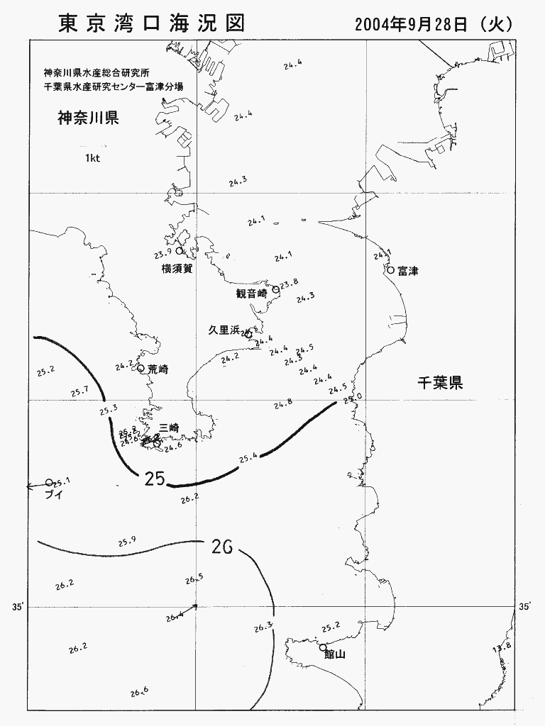 海況図, 東京湾口海況図 検索結果, (水温分布 等を図示)