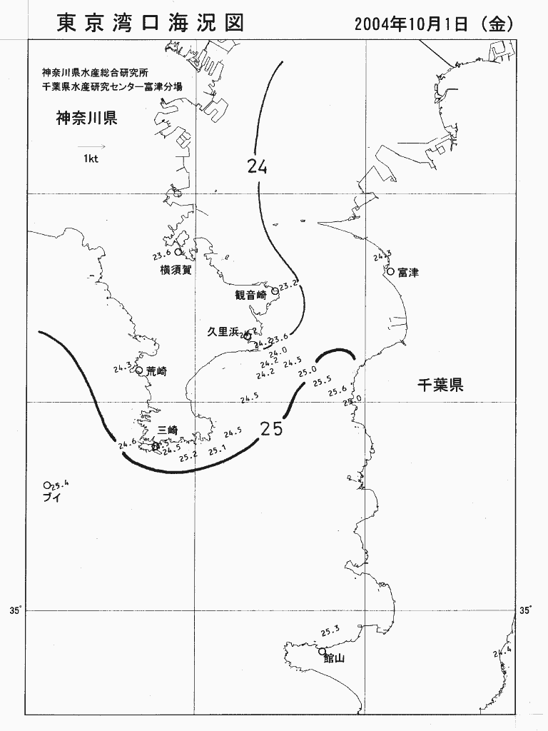 海況図, 東京湾口海況図 検索結果, (水温分布 等を図示)
