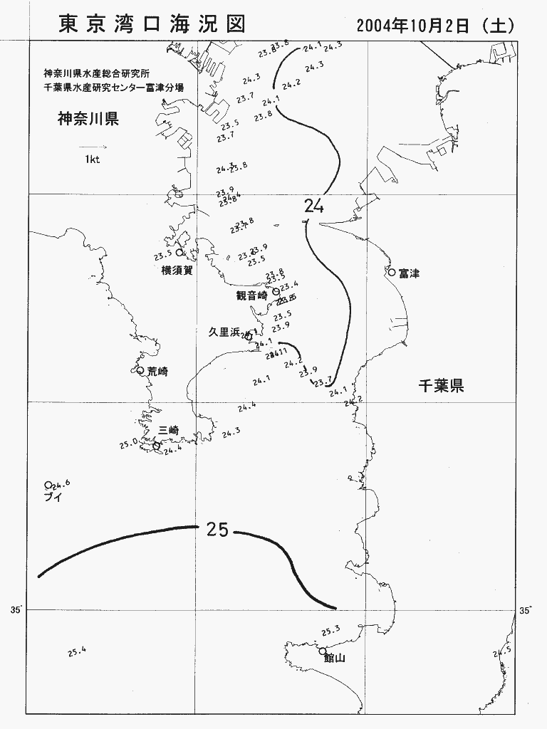 海況図, 東京湾口海況図 検索結果, (水温分布 等を図示)