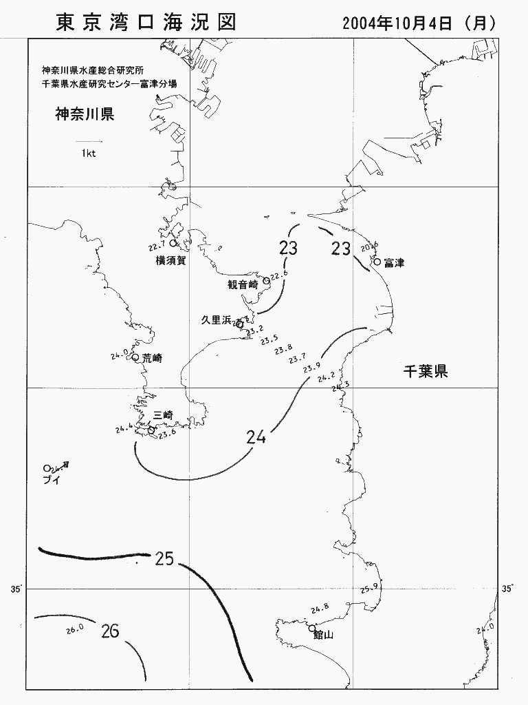 海況図, 東京湾口海況図 検索結果, (水温分布 等を図示)