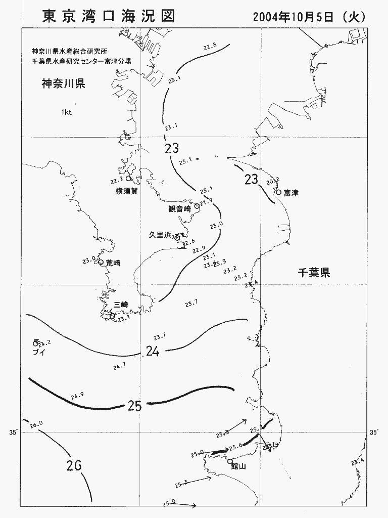 海況図, 東京湾口海況図 検索結果, (水温分布 等を図示)