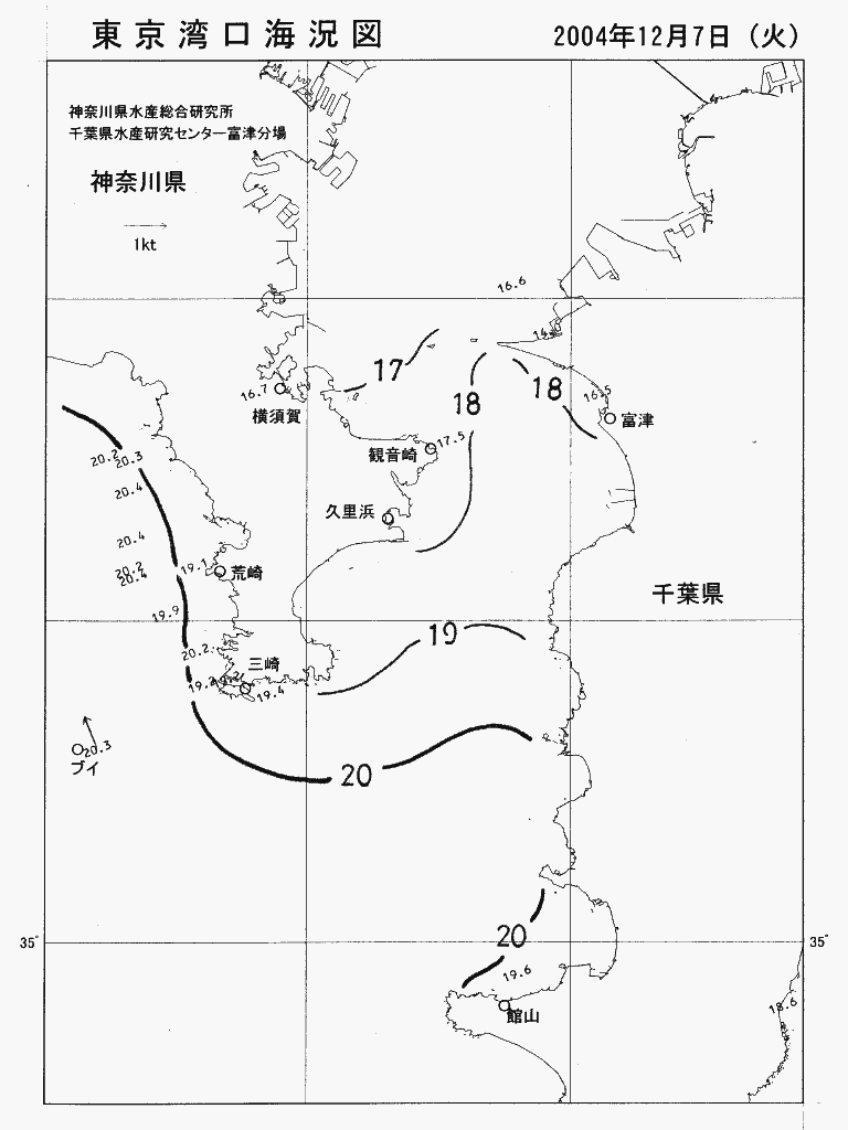 海況図, 東京湾口海況図 検索結果, (水温分布 等を図示)