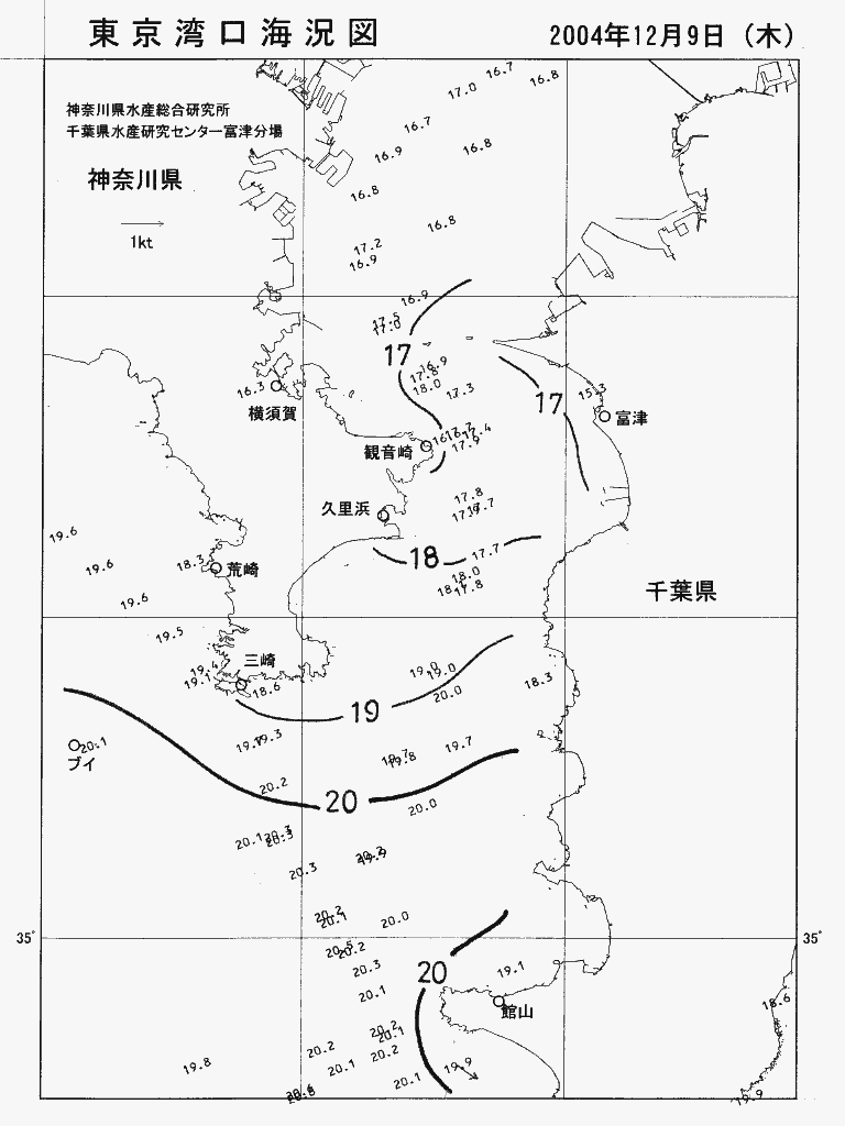 海況図, 東京湾口海況図 検索結果, (水温分布 等を図示)
