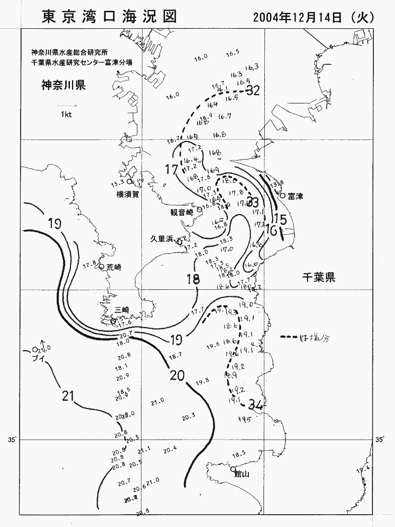 海況図, 東京湾口海況図 検索結果, (水温分布 等を図示)