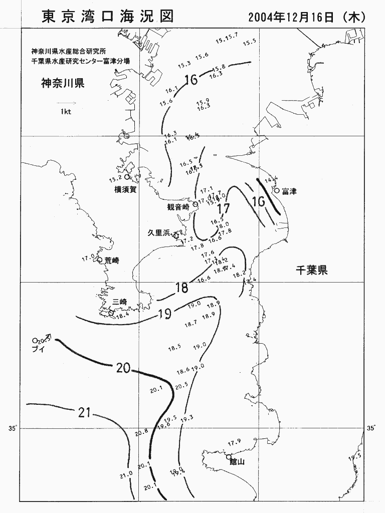 海況図, 東京湾口海況図 検索結果, (水温分布 等を図示)