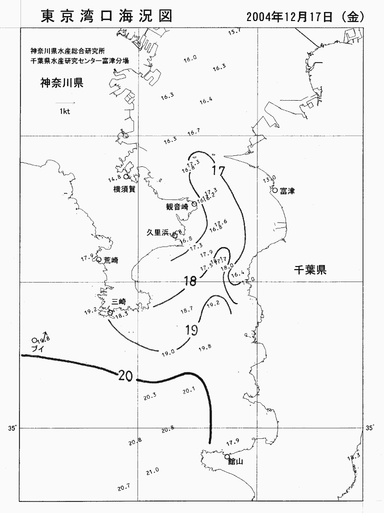 海況図, 東京湾口海況図 検索結果, (水温分布 等を図示)