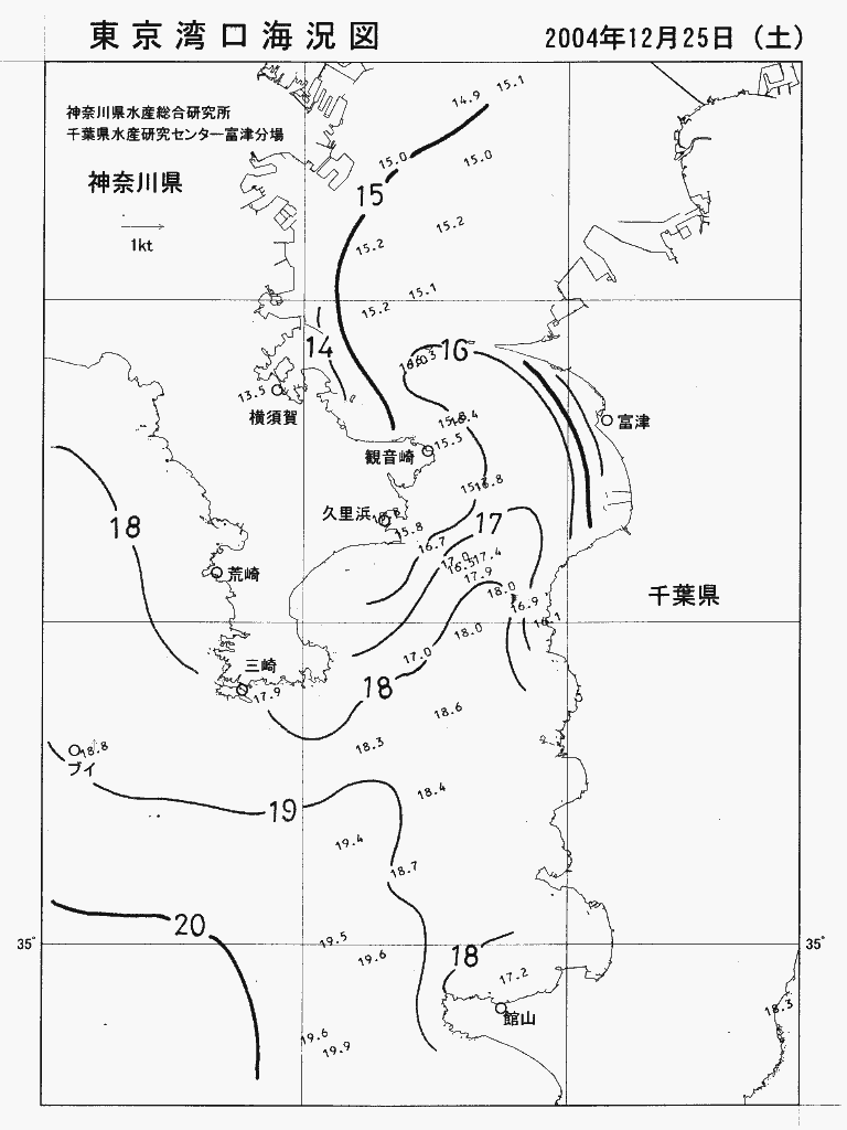 海況図, 東京湾口海況図 検索結果, (水温分布 等を図示)