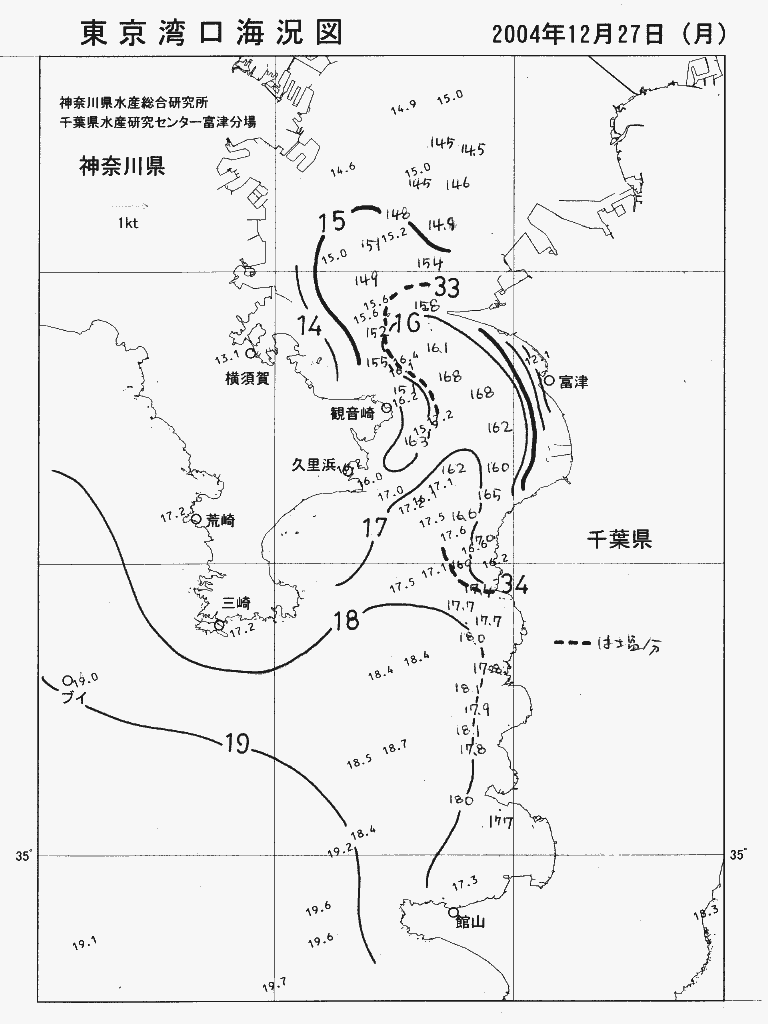 海況図, 東京湾口海況図 検索結果, (水温分布 等を図示)