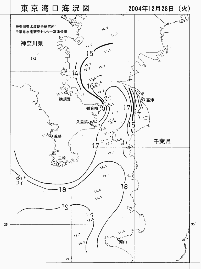 海況図, 東京湾口海況図 検索結果, (水温分布 等を図示)