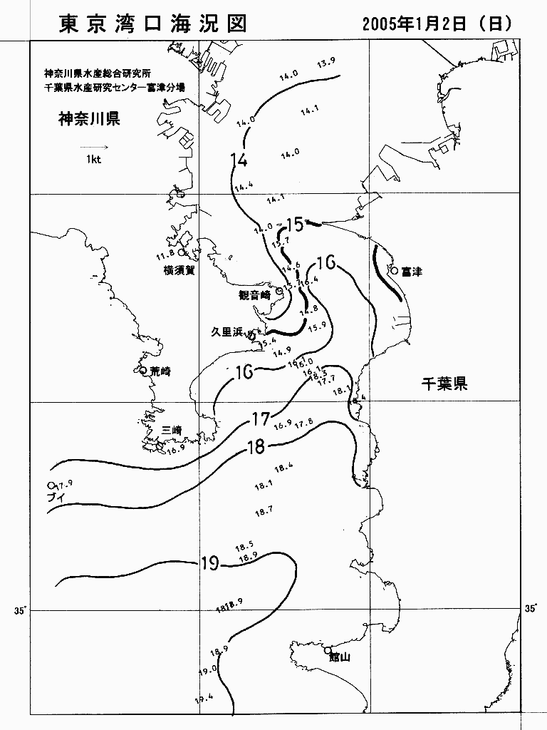 海況図, 東京湾口海況図 検索結果, (水温分布 等を図示)