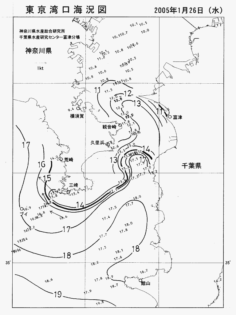 海況図, 東京湾口海況図 検索結果, (水温分布 等を図示)