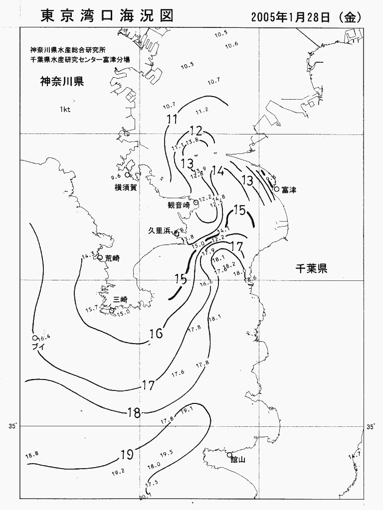 海況図, 東京湾口海況図 検索結果, (水温分布 等を図示)