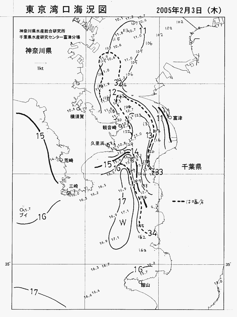海況図, 東京湾口海況図 検索結果, (水温分布 等を図示)