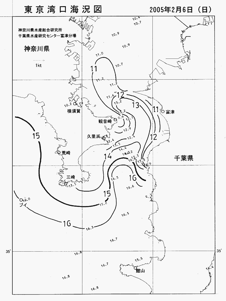 海況図, 東京湾口海況図 検索結果, (水温分布 等を図示)