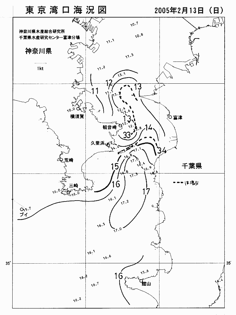 海況図, 東京湾口海況図 検索結果, (水温分布 等を図示)