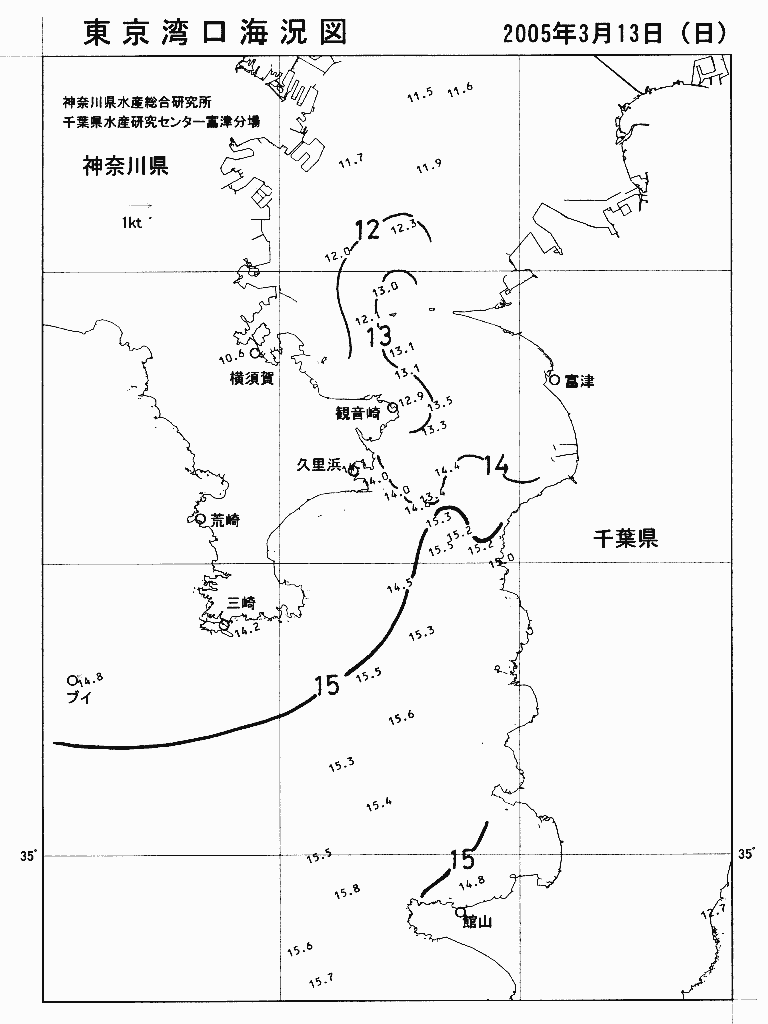 海況図, 東京湾口海況図 検索結果, (水温分布 等を図示)
