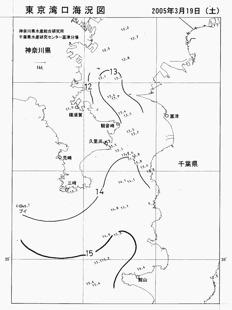 海況図, 東京湾口海況図 検索結果, (水温分布 等を図示)