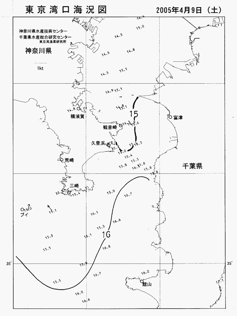 海況図, 東京湾口海況図 検索結果, (水温分布 等を図示)