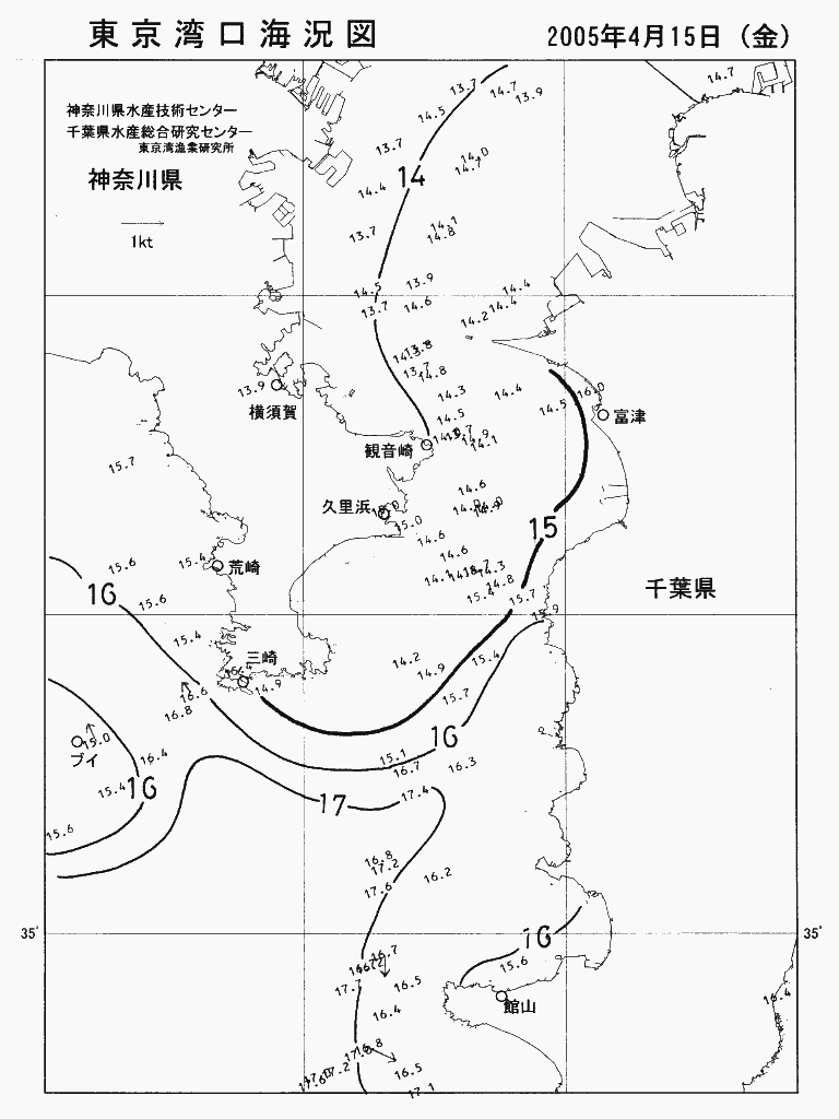 海況図, 東京湾口海況図 検索結果, (水温分布 等を図示)