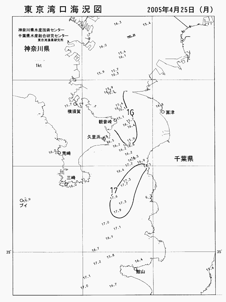海況図, 東京湾口海況図 検索結果, (水温分布 等を図示)